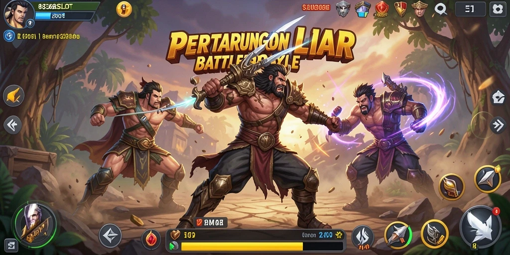 Tangkapan layar utama menunjukkan aksi intens dalam permainan Battle Royale.