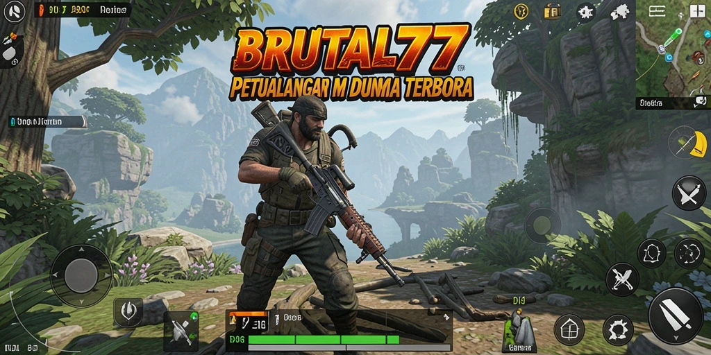Tampilan gameplay mendebarkan dari BRUTAL77 dengan aksi petualangan yang intens.