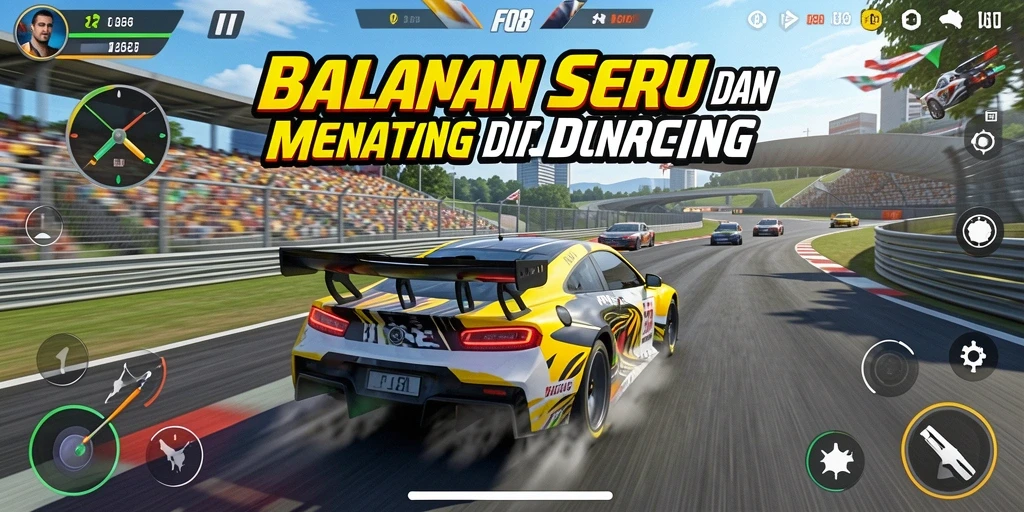 Gameplay balapan penuh aksi di FO8 yang mendebarkan.