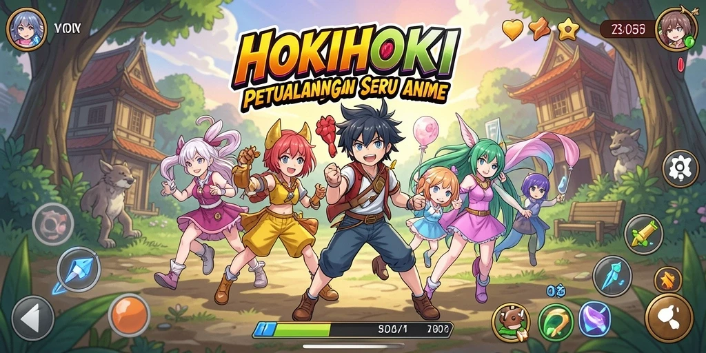 Tangkapan layar gameplay HOKIHOKI menampilkan karakter Anime beraksi.