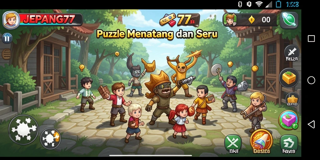Tampilan gameplay menantang dari JEPANG77 yang penuh variasi puzzle.