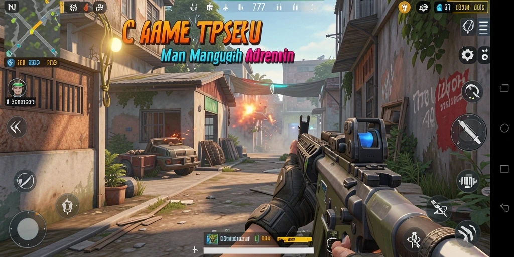 Screenshot gameplay seru dari L777 menampilkan aksi tembak-menembak yang intens.