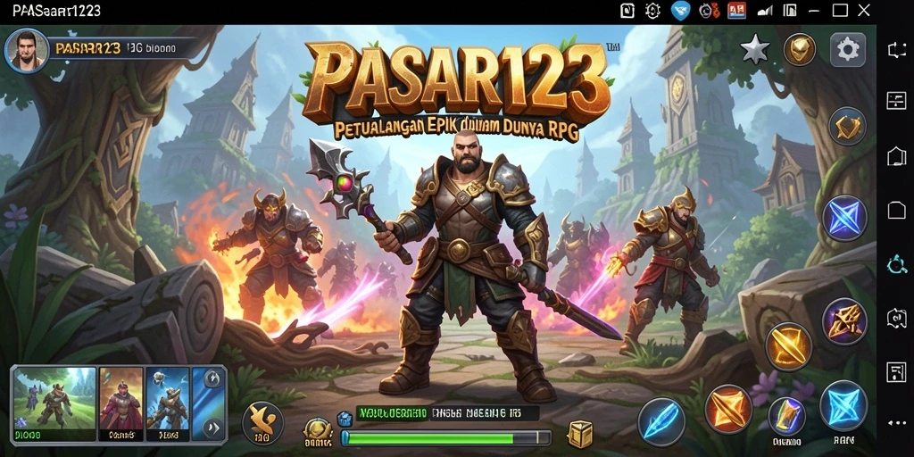 Screenshot gameplay PASAR123 menampilkan pertarungan epik antara karakter dalam dunia yang fantastis.