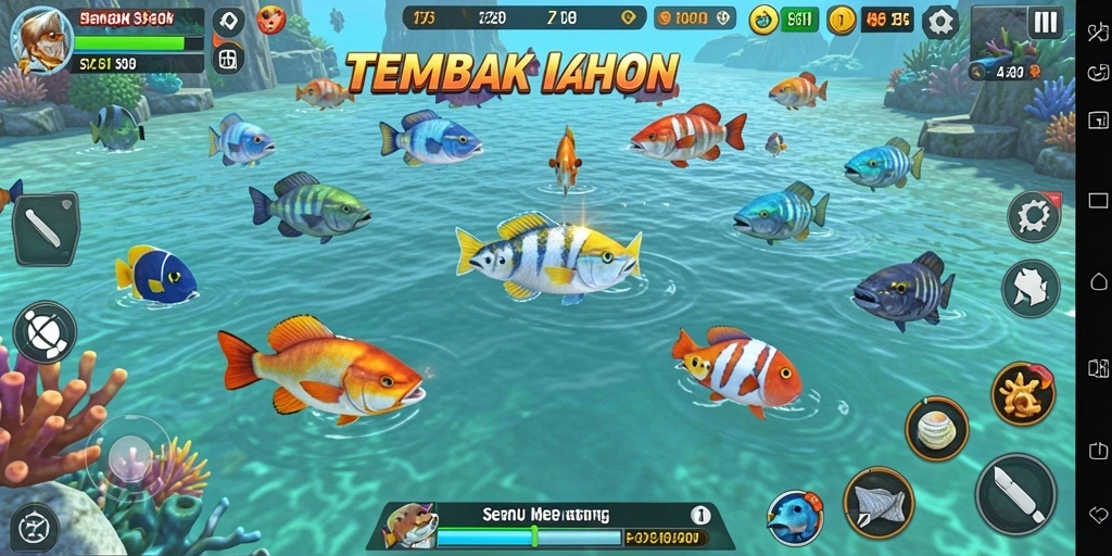 Tampilan gameplay T6 yang menarik saat menembak ikan.