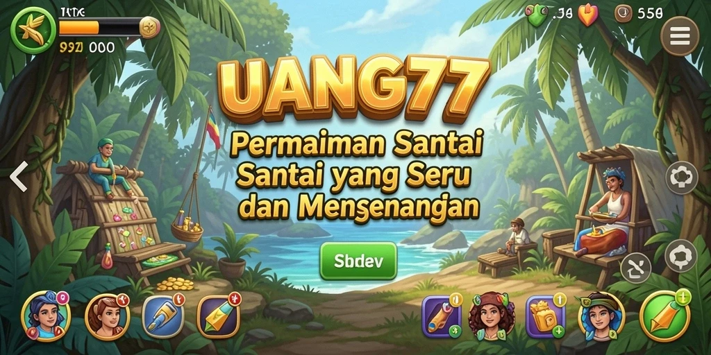 Tampilan gameplay UANG77 yang ceria dan menghibur.