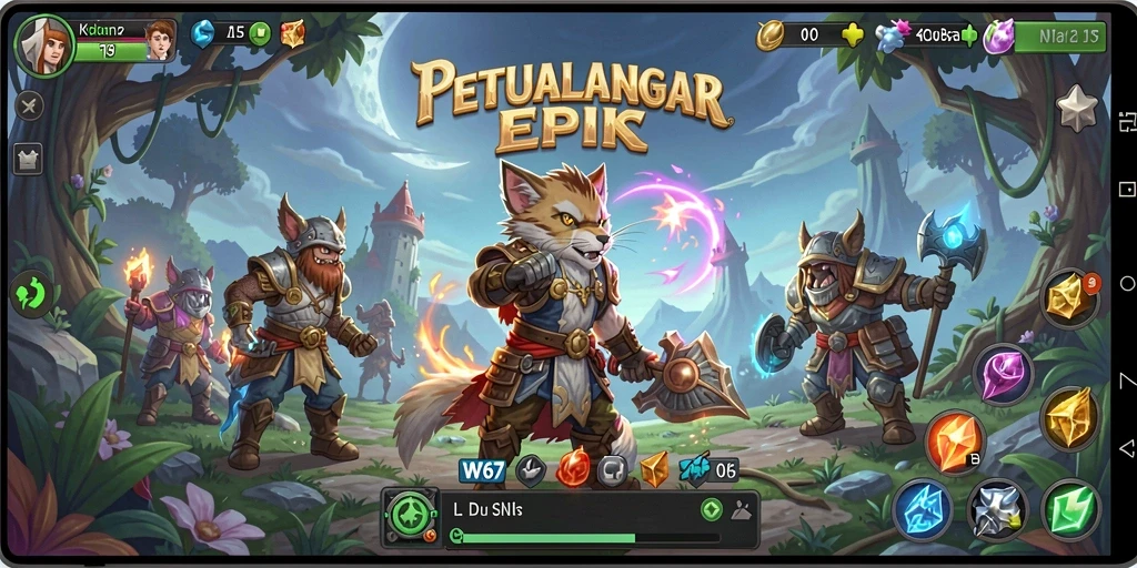 Screenshot W67 menampilkan gameplay RPG yang mendebarkan.